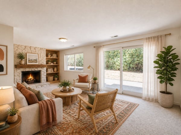 Family Room Virtually Staged & Painted