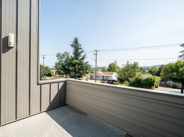Deck with upscale membrane and retractable awning.