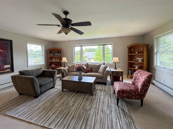 Great Room. Picture windows bring in the LIGHT and Distant Views.