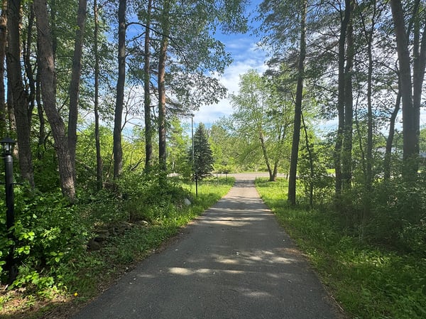 Set back from the road. Paved Driveway