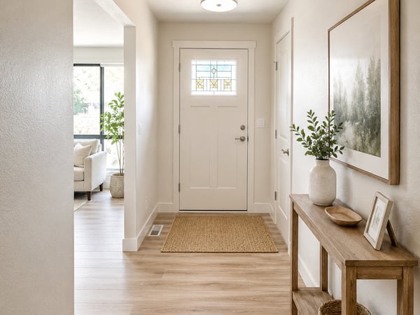Welcome to this inviting entryway featuring natural light, modern finishes, and thoughtful design elements.