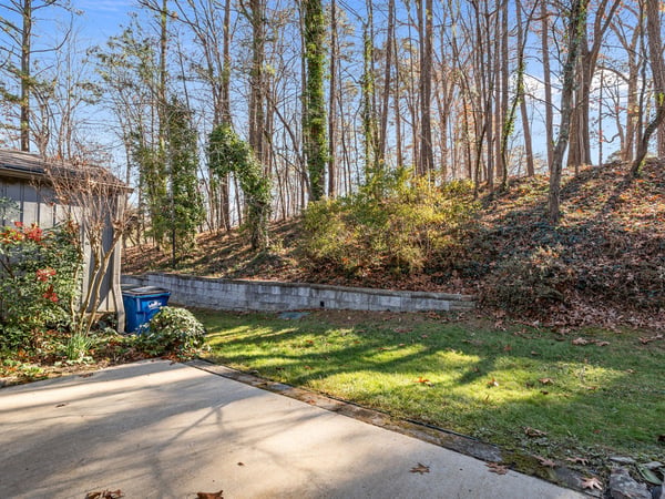 Private backyard and wooded view