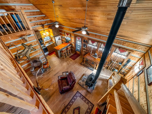 LOFT VIEW...Views Of Living Room, Kitchen And Dining Area