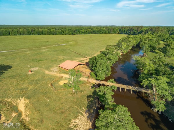 Spacious acreage with a scenic river and outbuilding, perfect for recreational or agricultural opportunities.
