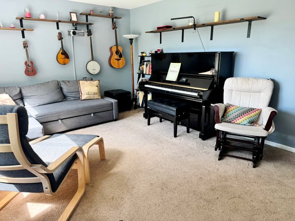 Living Room - wall shelving included